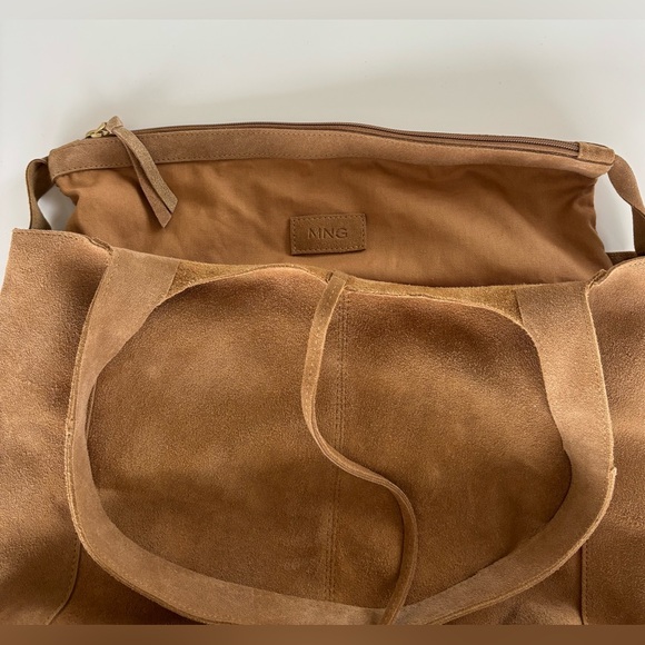 Mango Suede Medium Shopper Bag in Tan - Picture 5 of 12